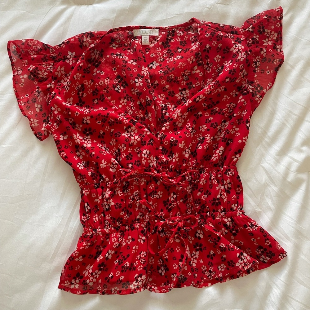 ABOUND Red Floral Top